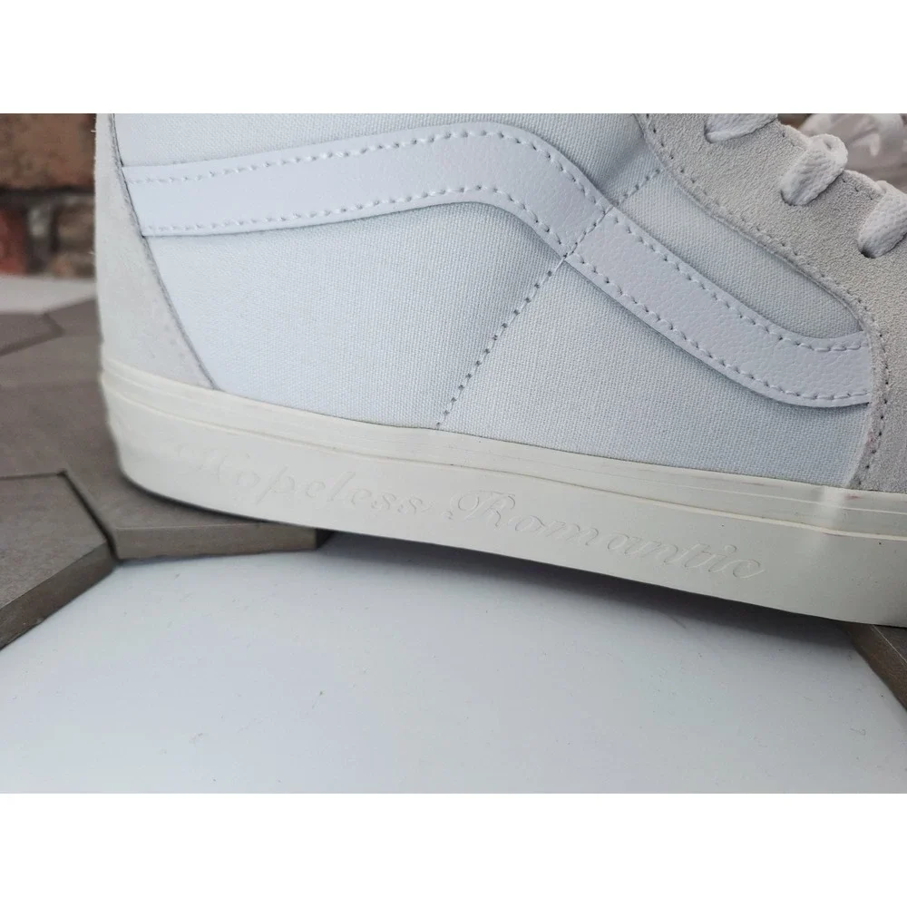 Vans Sk8-Hi Cream White Canvas Suede Leather Red Accents Men Sz 10 Secret Lover